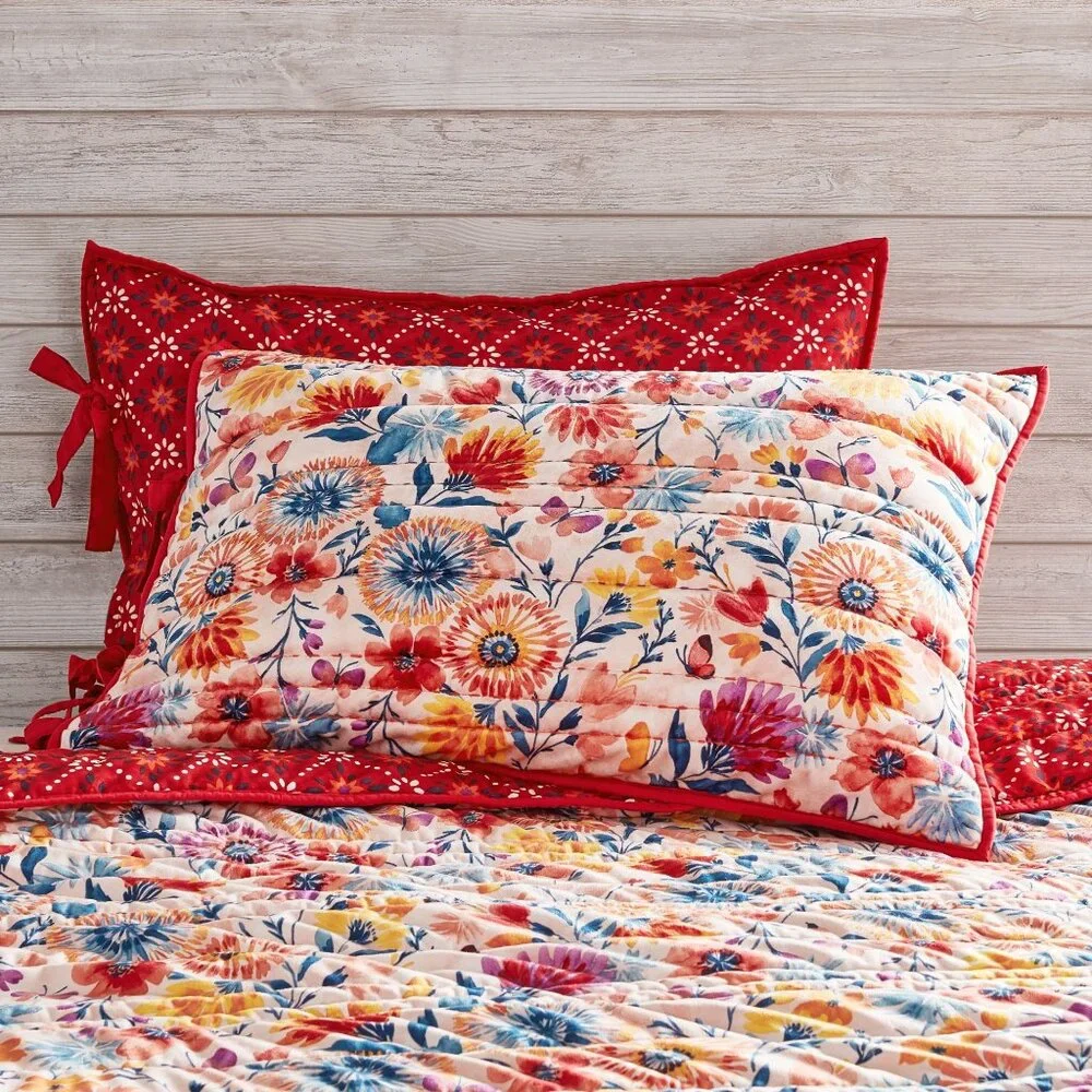 The Pioneer Woman Fluttering Fancies 2-Piece Poly-Velvet Quilt Sham Set, King - Picture 4 of 5